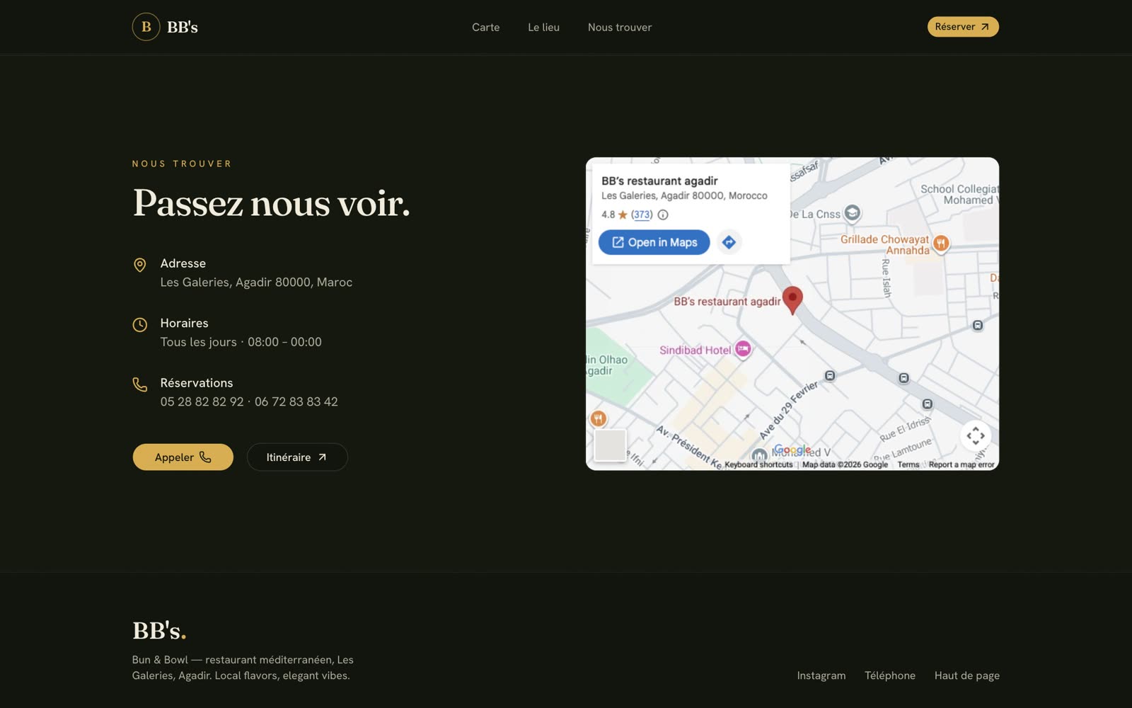 BB's — Bun & Bowl — section du site