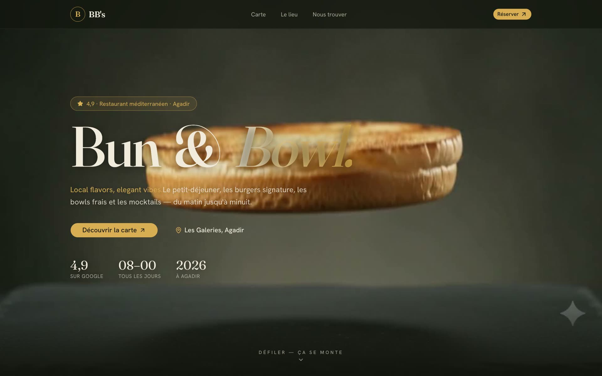 BB's — Bun & Bowl — page d'accueil