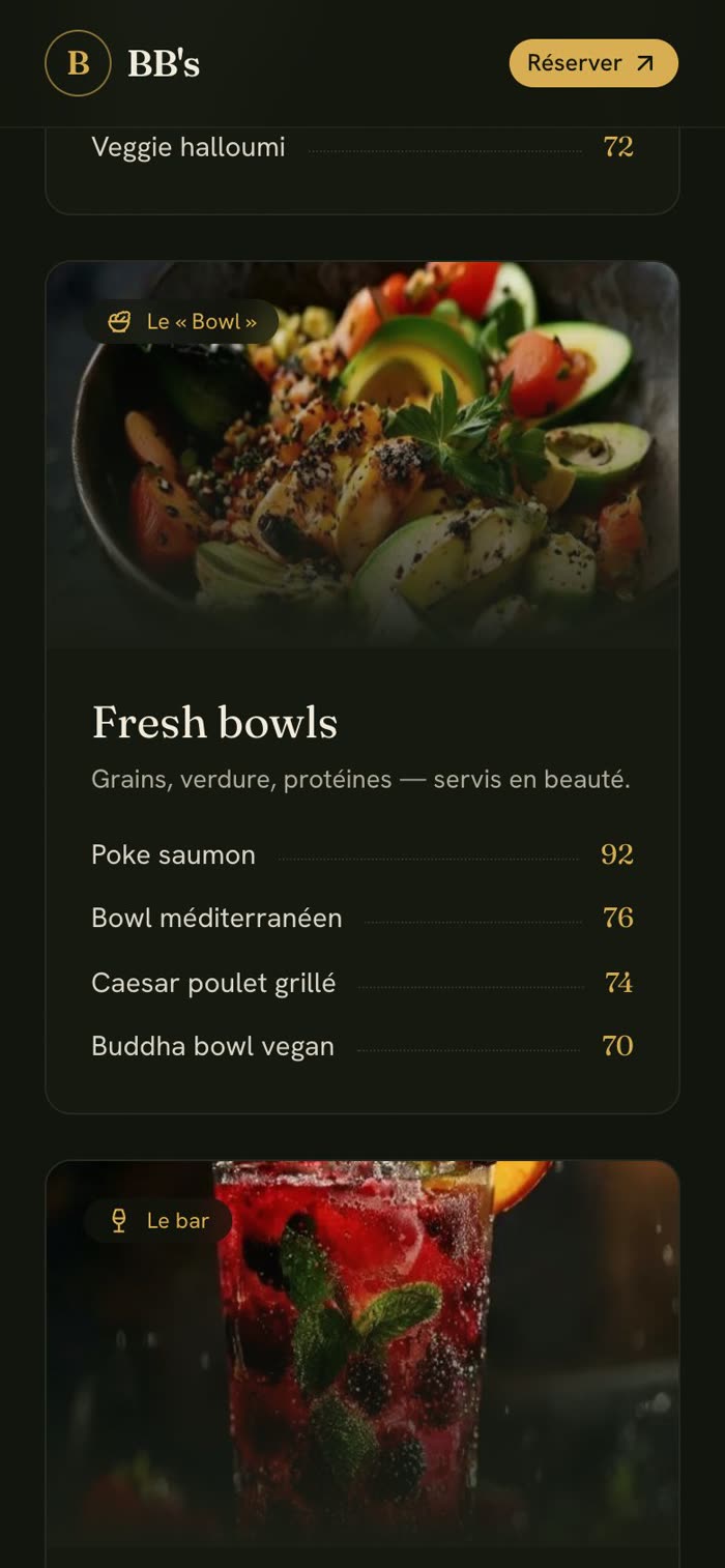 BB's — Bun & Bowl sur mobile, plus bas