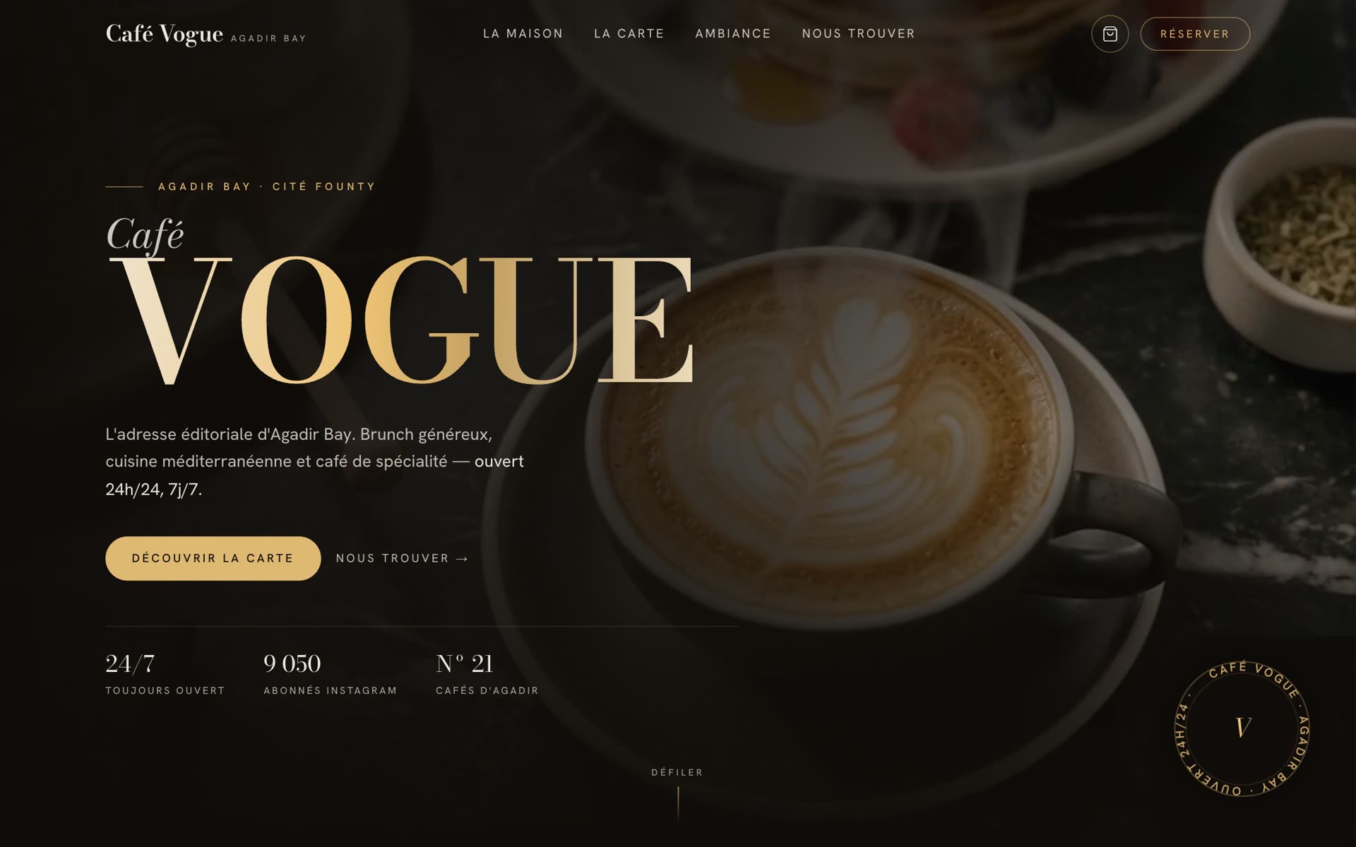 Café Vogue — page d'accueil
