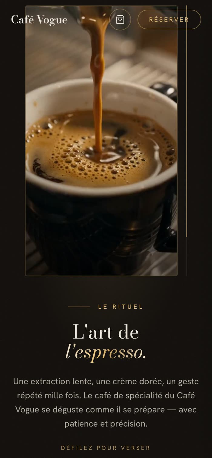 Café Vogue sur mobile, plus bas