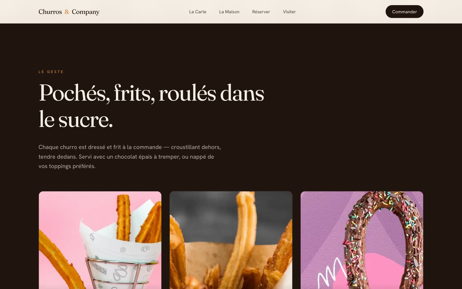 Churros & Company — section du site