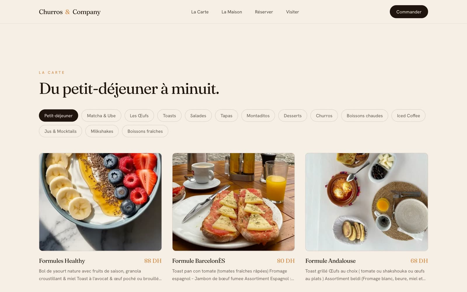 Churros & Company — section du site