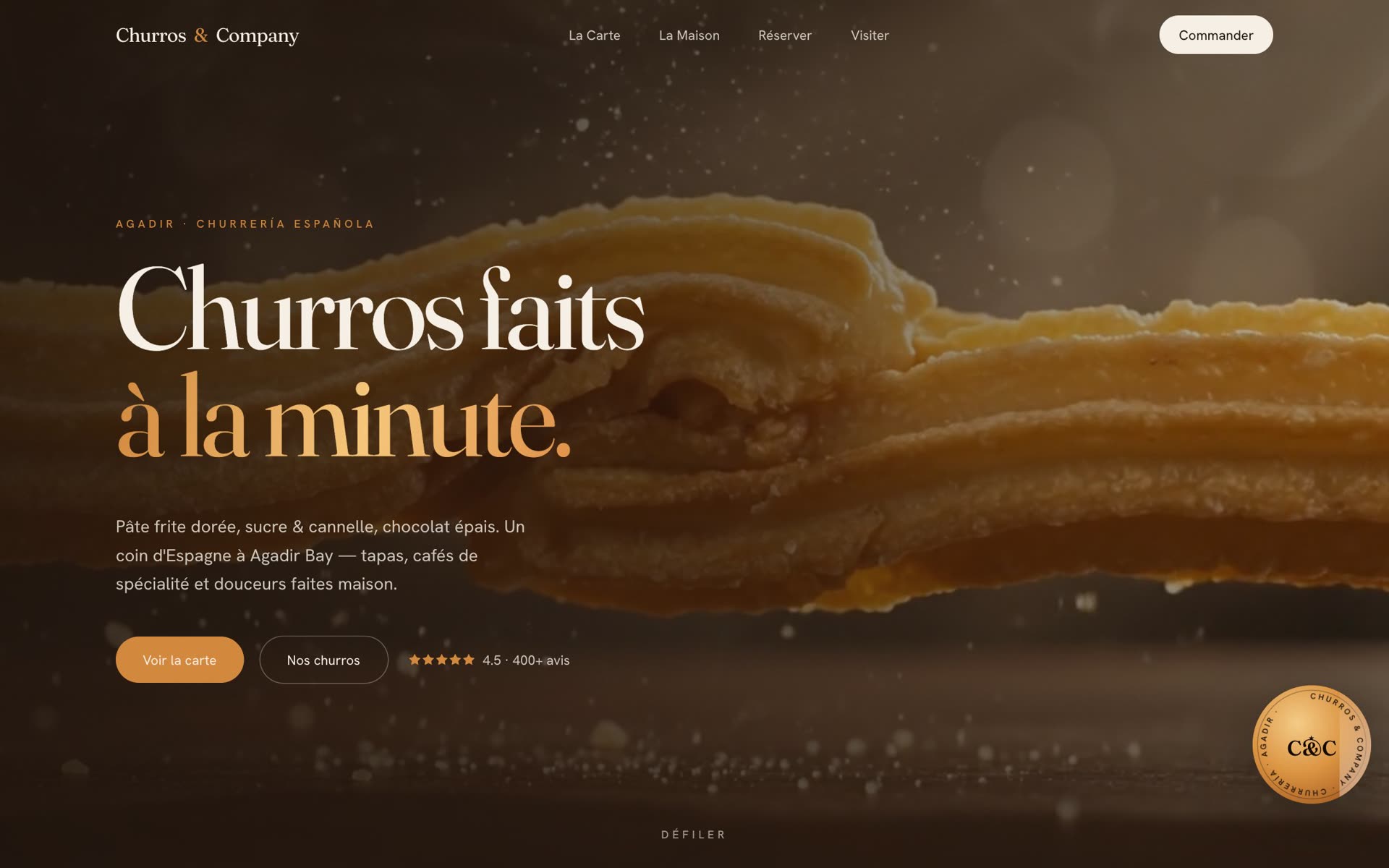Churros & Company — page d'accueil