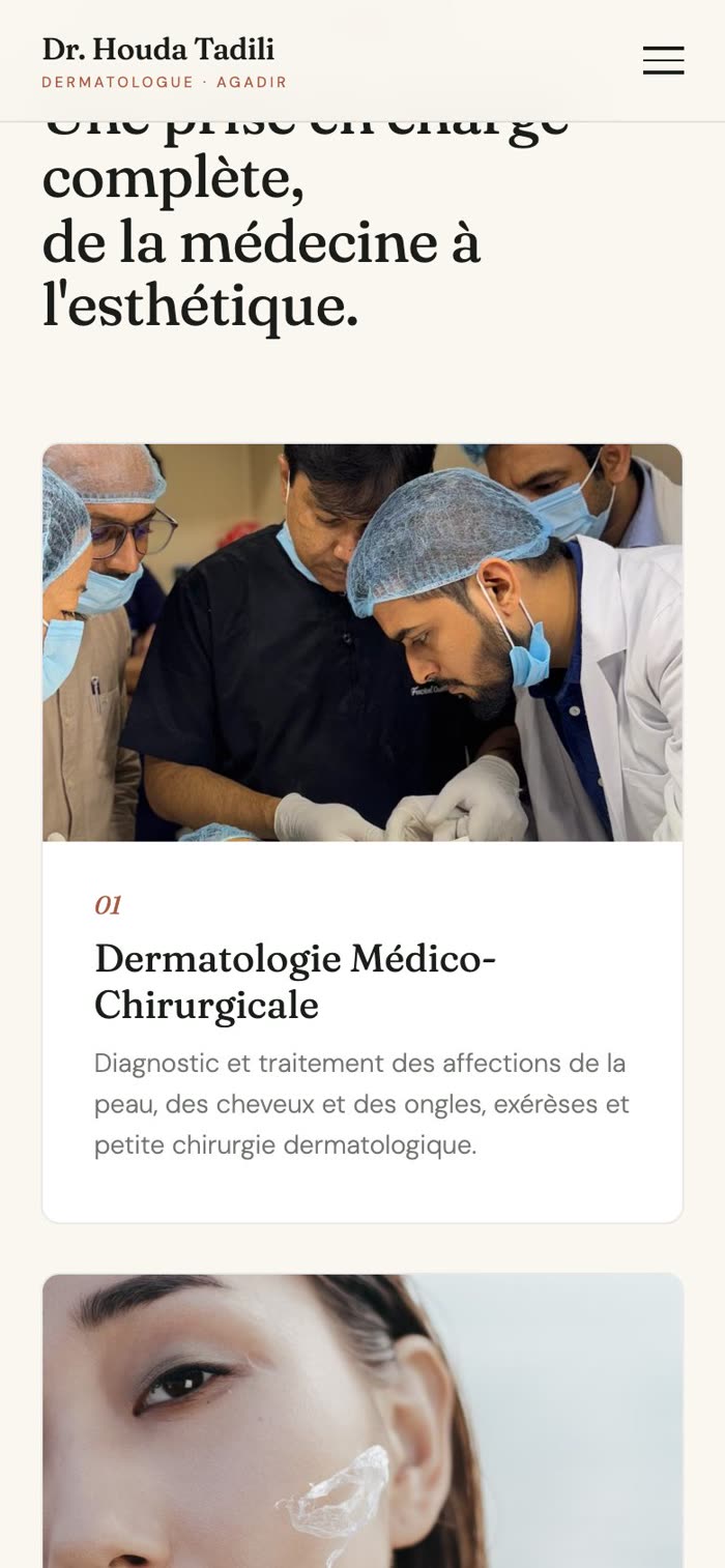 Dr. Houda Tadili sur mobile, plus bas