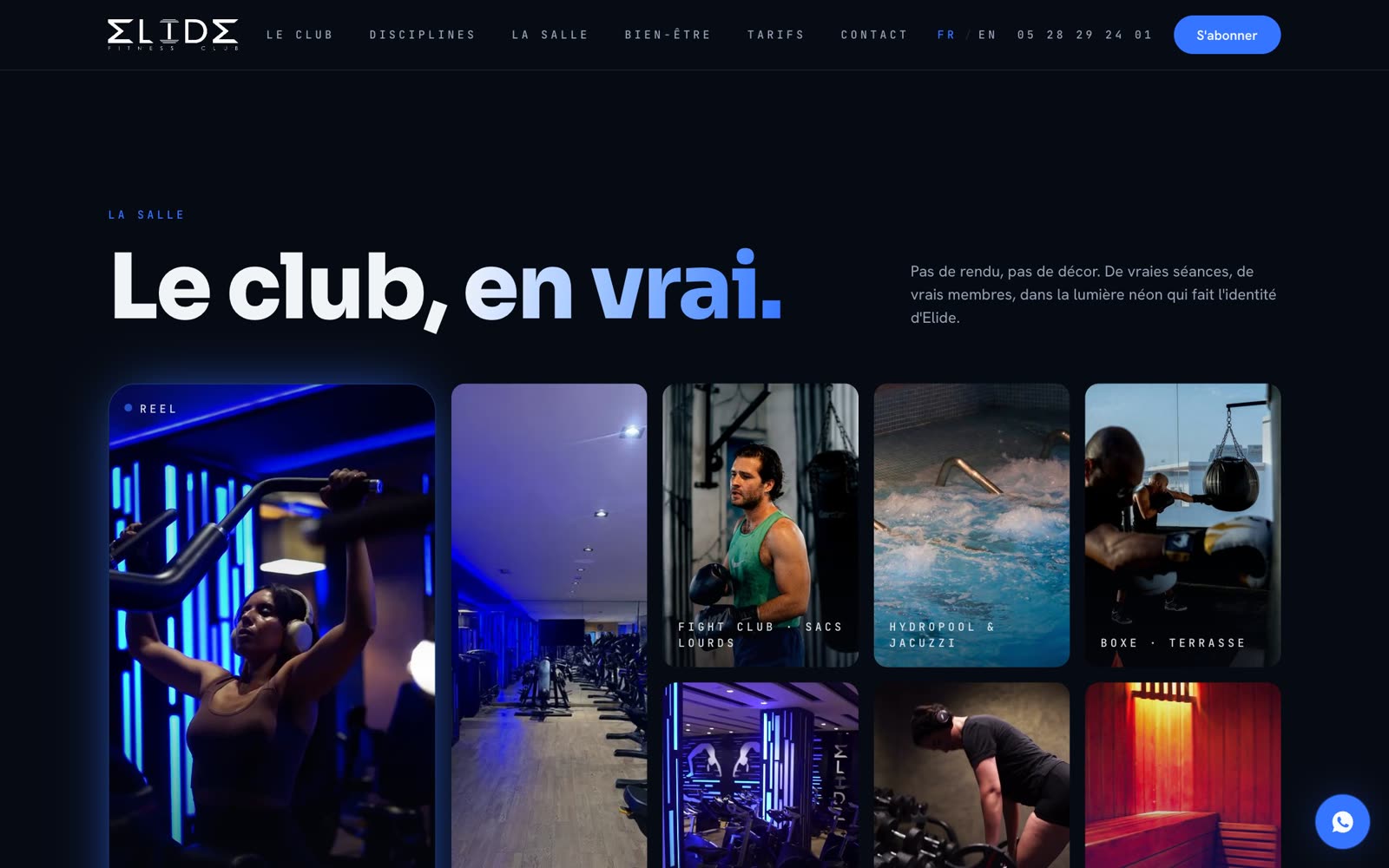 Elide Fitness Club — section du site