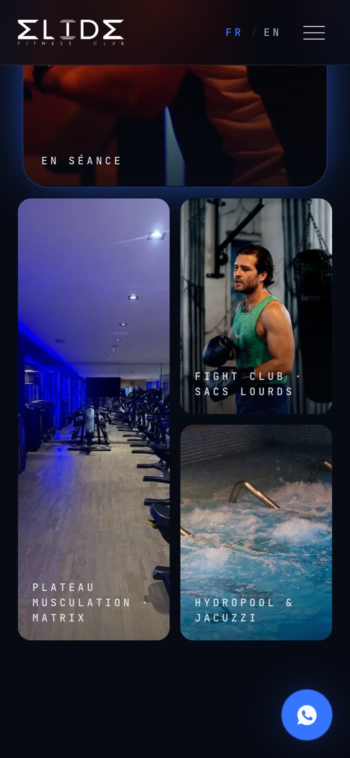 Elide Fitness Club sur mobile, plus bas