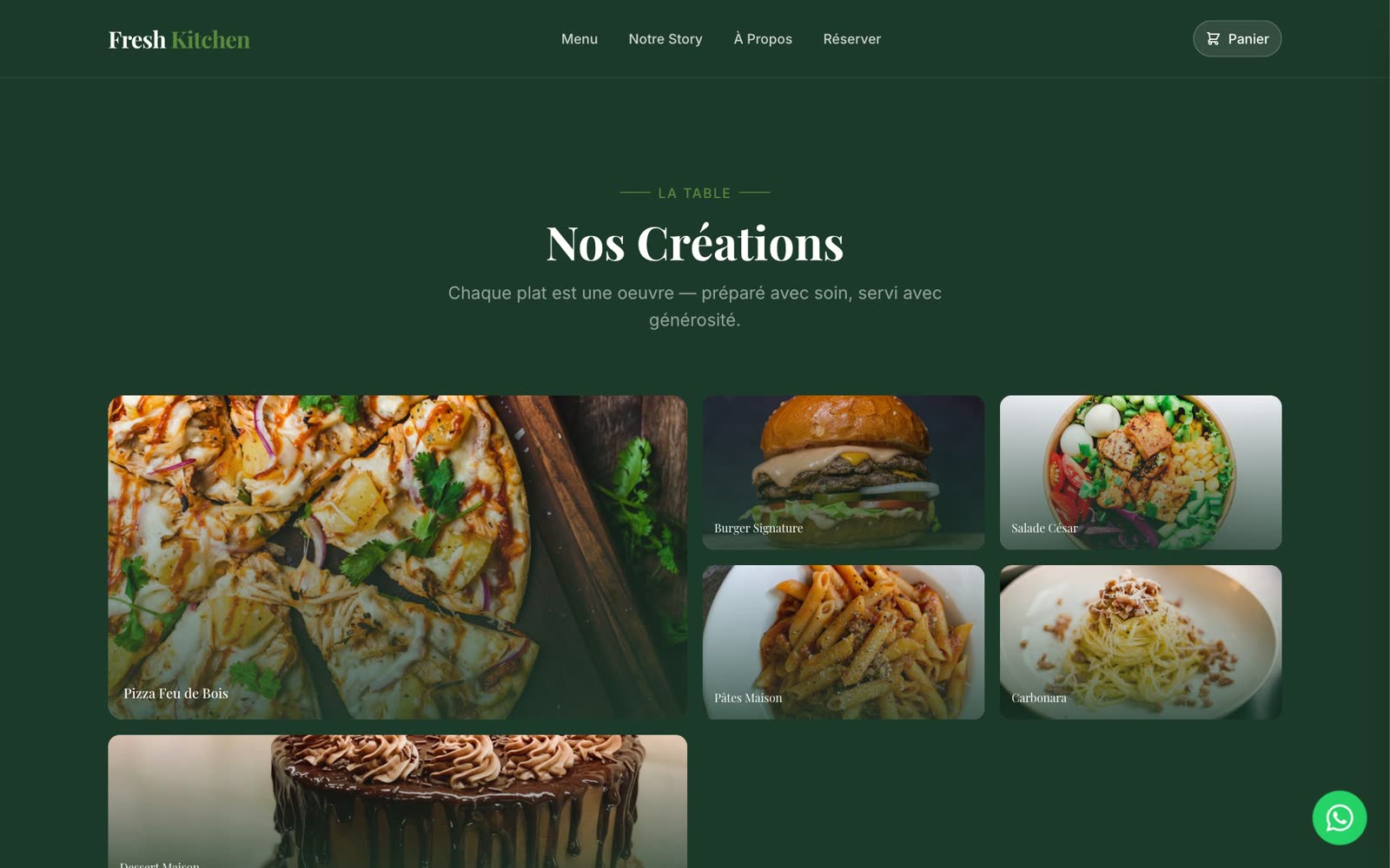 Fresh Kitchen — section du site
