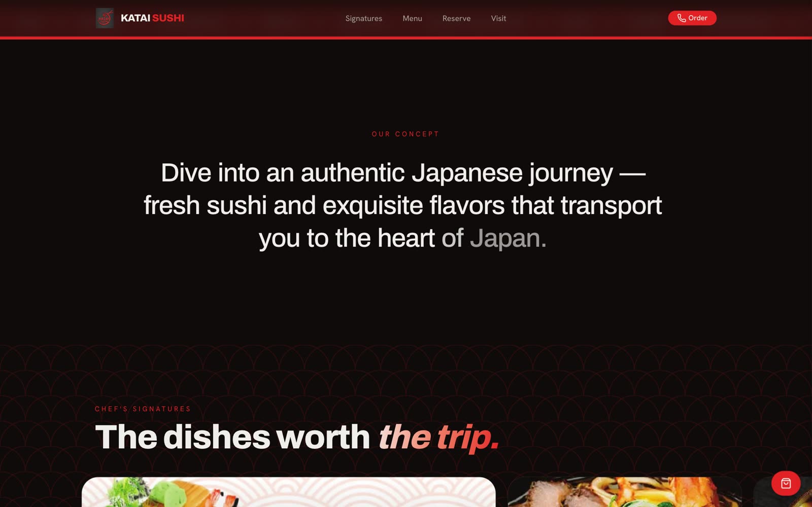 Katai Sushi — section du site
