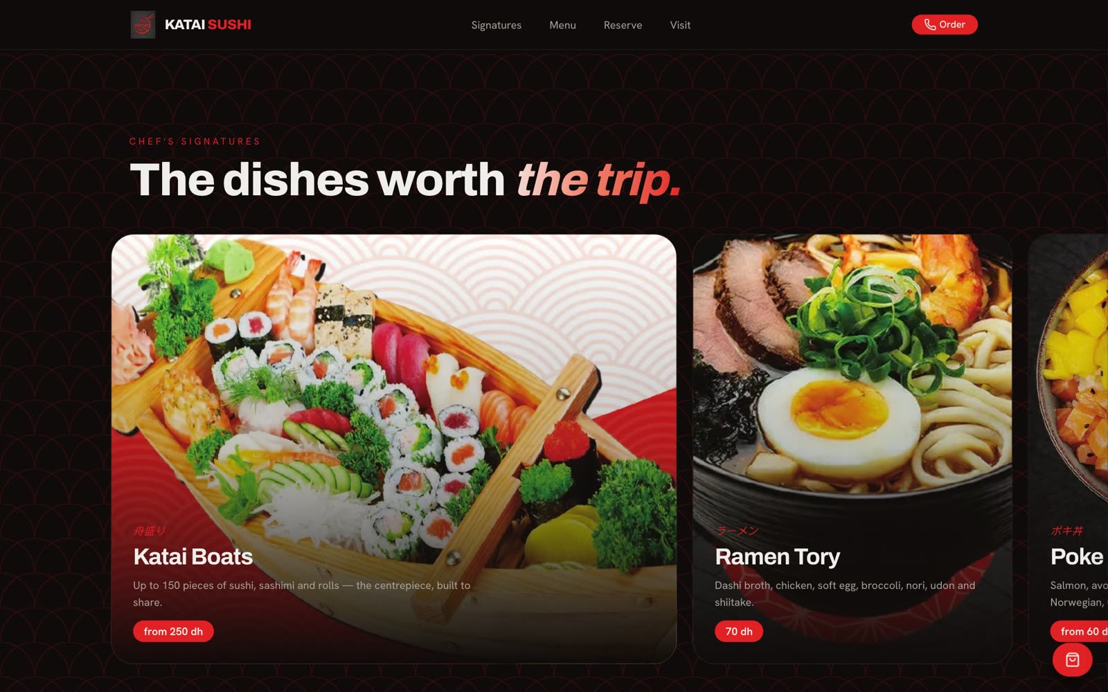 Katai Sushi — section du site