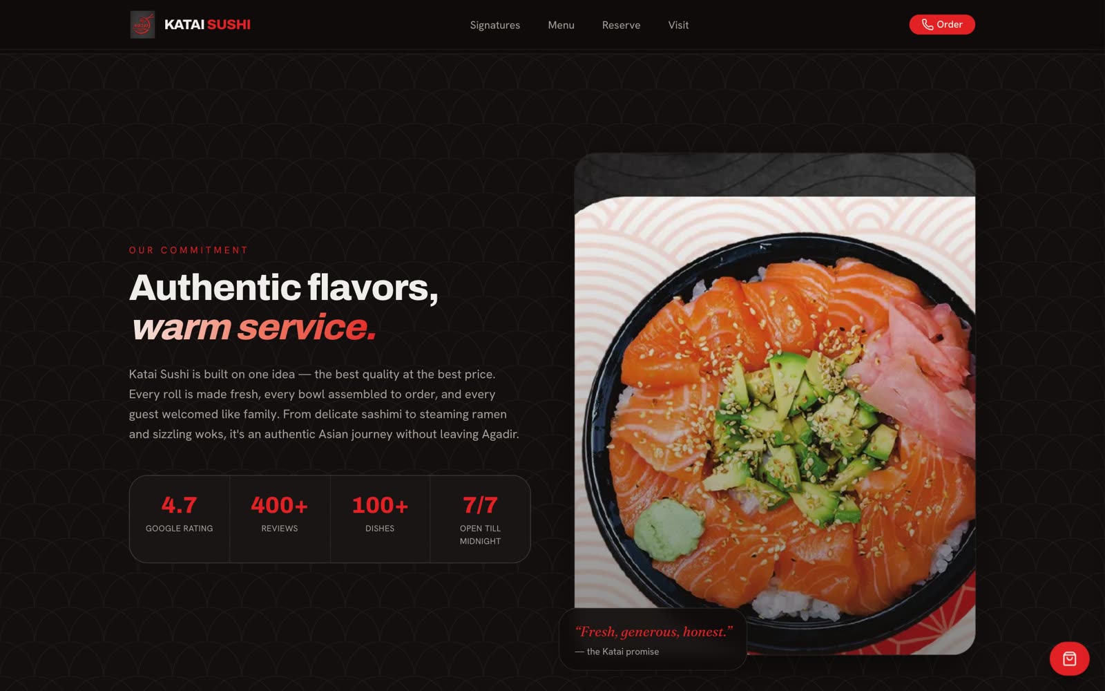 Katai Sushi — section du site