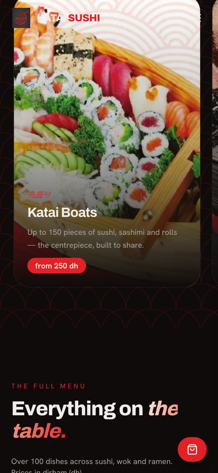 Katai Sushi sur mobile, plus bas