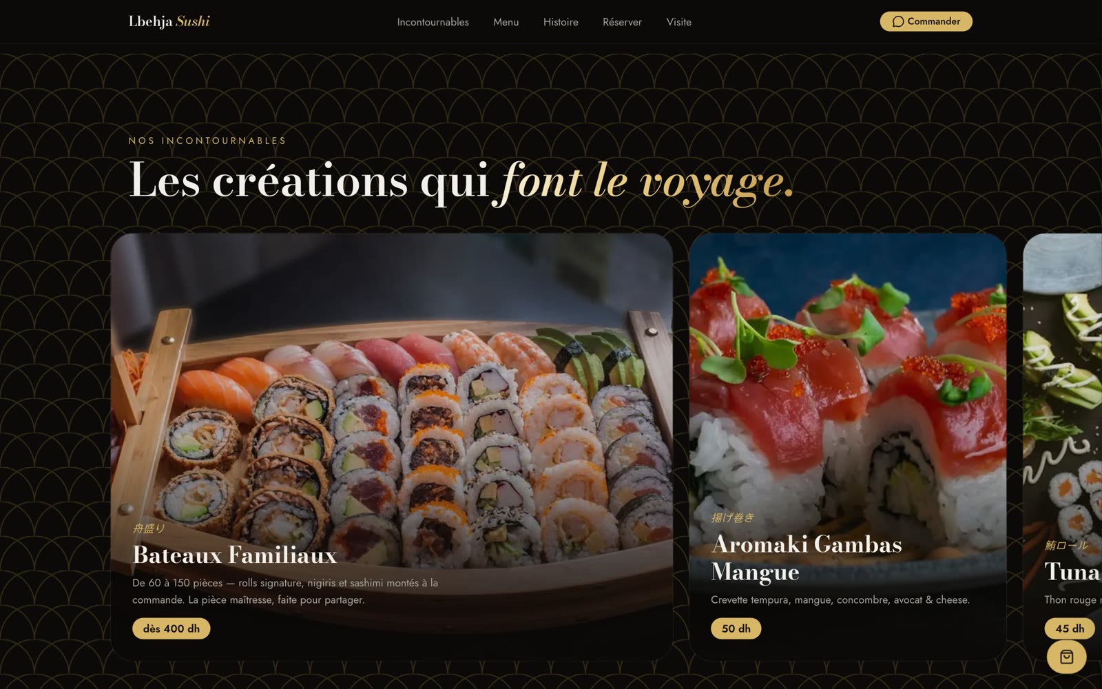 Lbehja Sushi — section du site