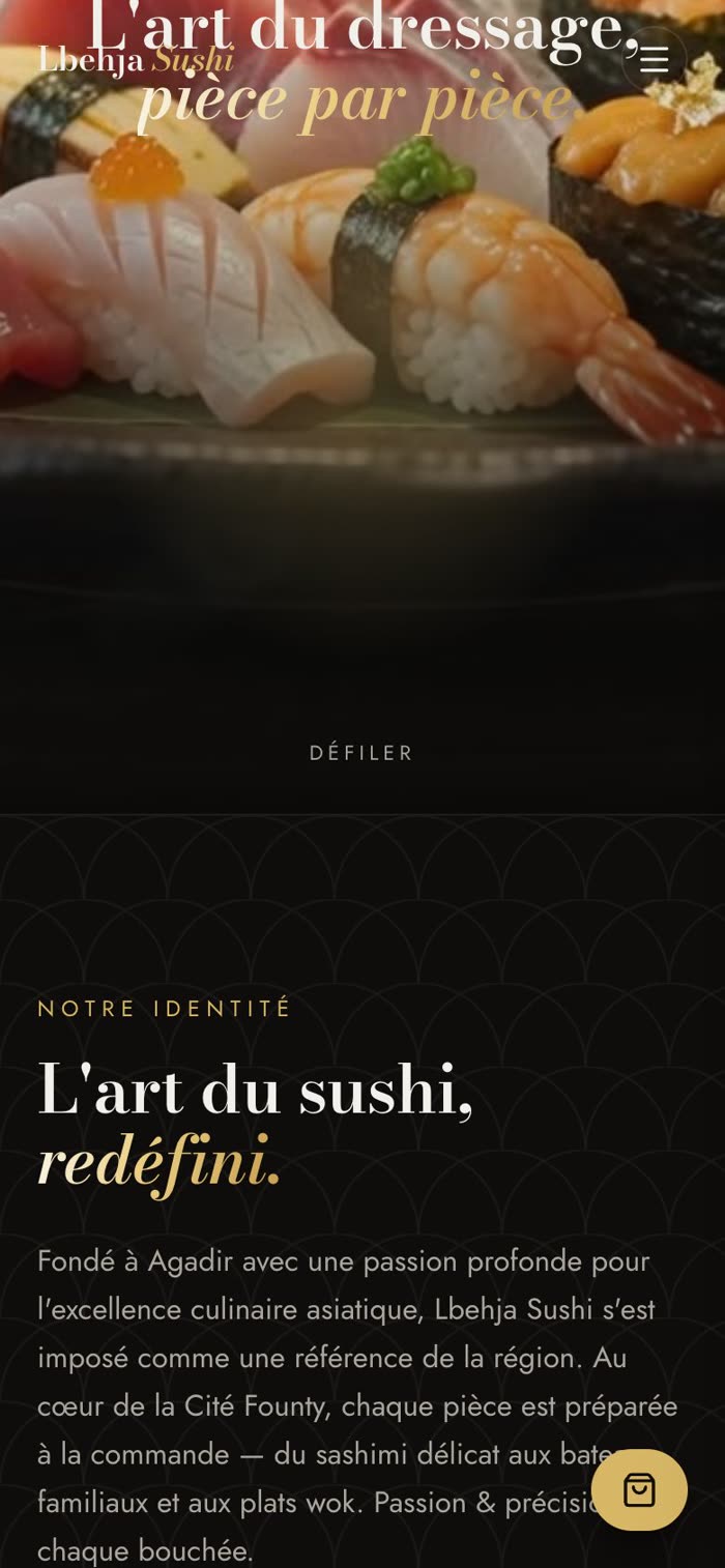 Lbehja Sushi sur mobile, plus bas