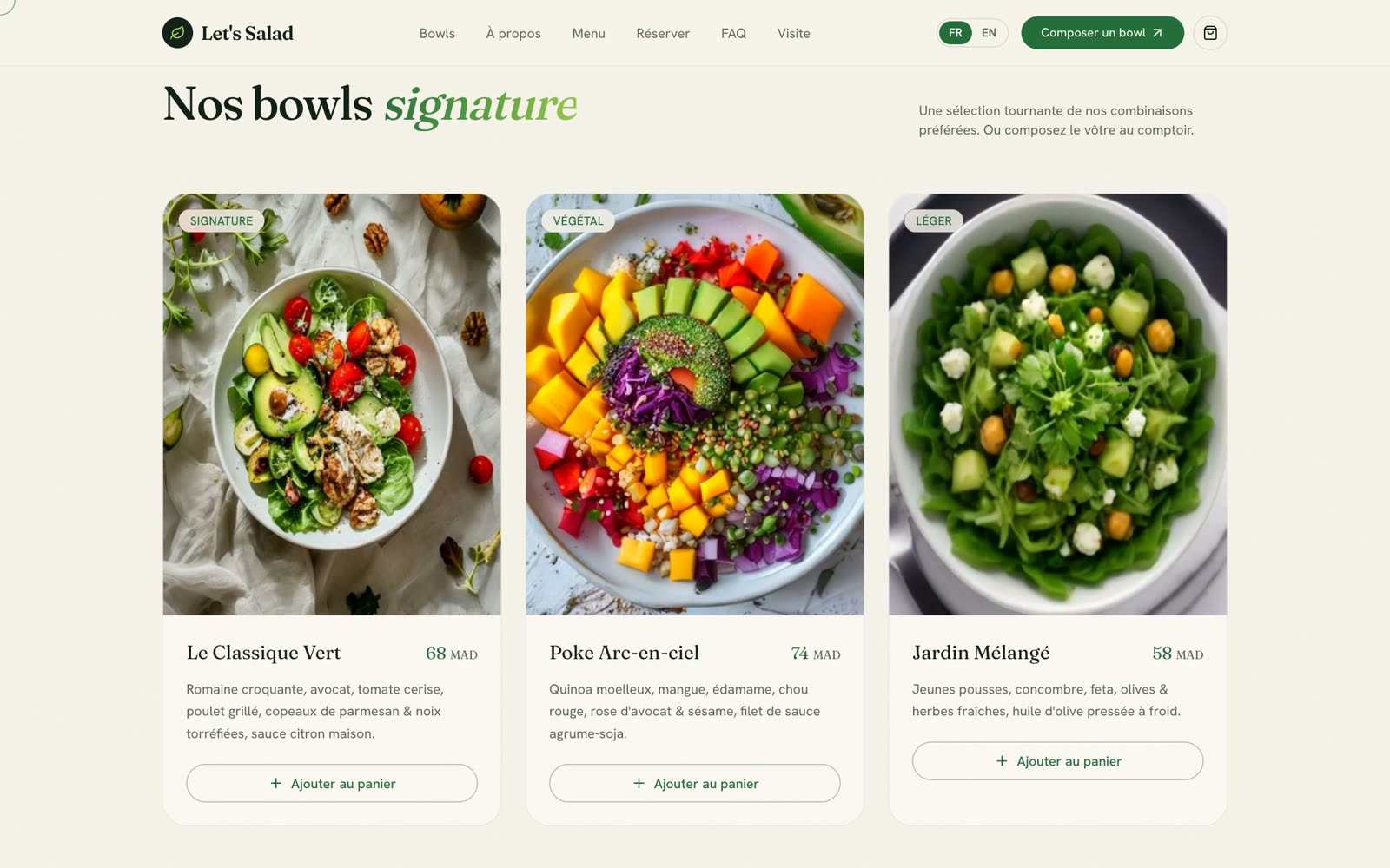 Let's Salad — section du site