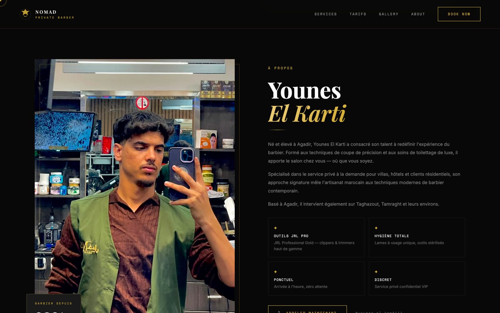 Nomad Private Barber — section du site