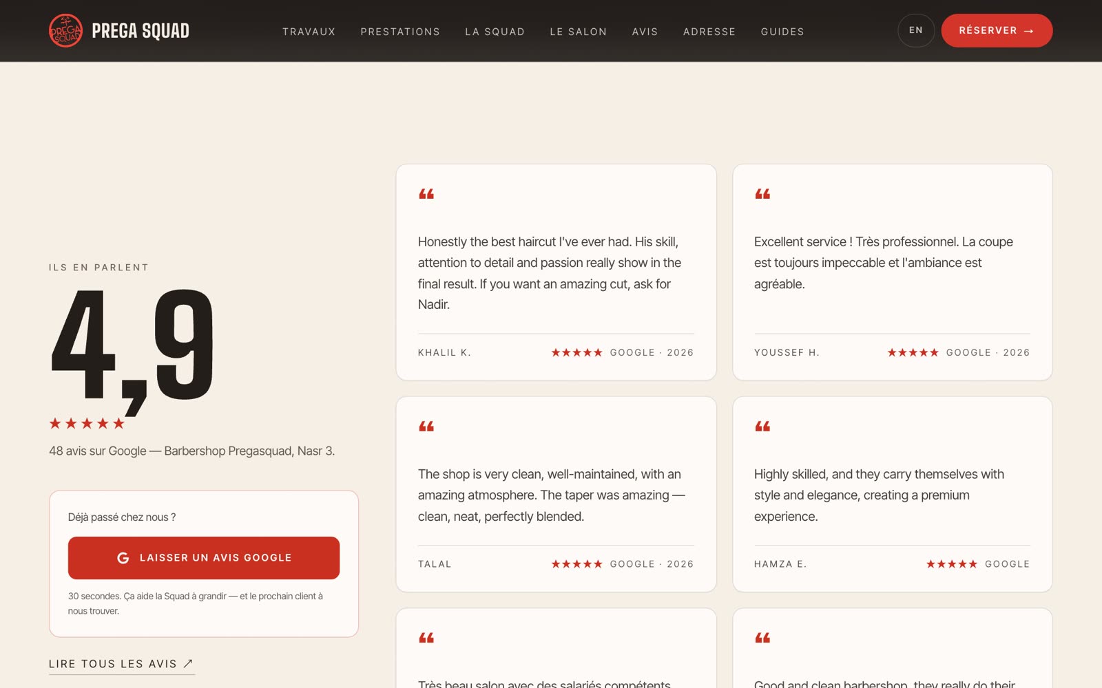 PregaSquad — section du site