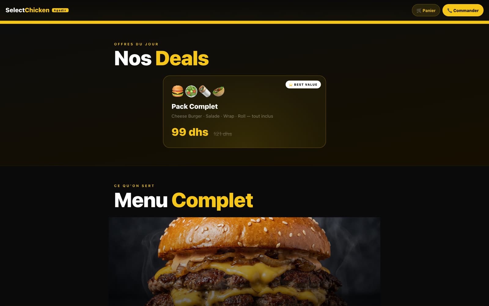 Select Chicken — section du site