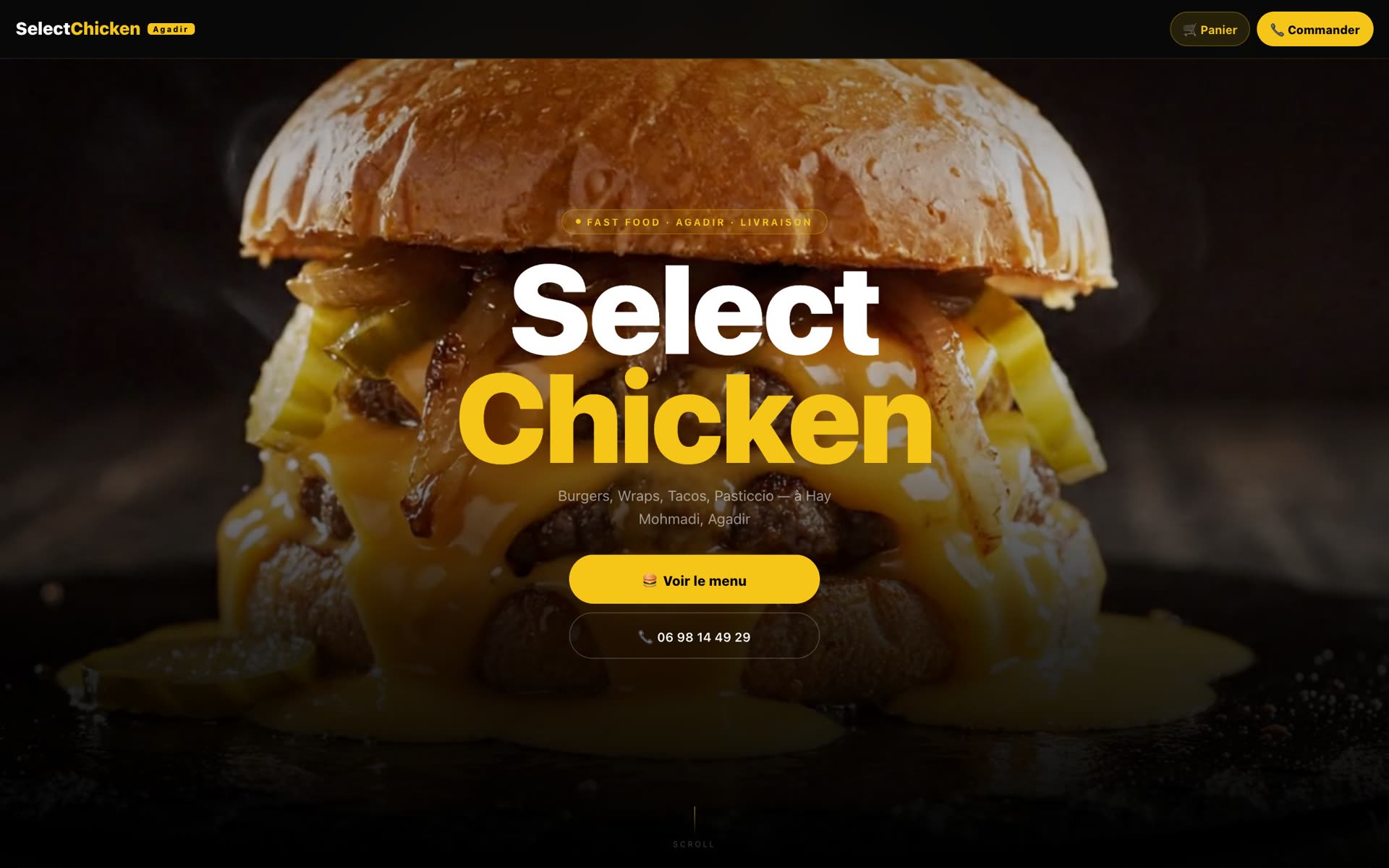 Select Chicken — page d'accueil