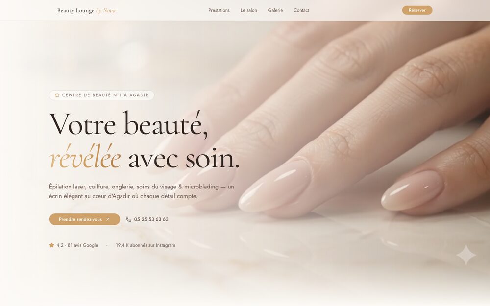 Beauty Lounge by Nona — website homepage