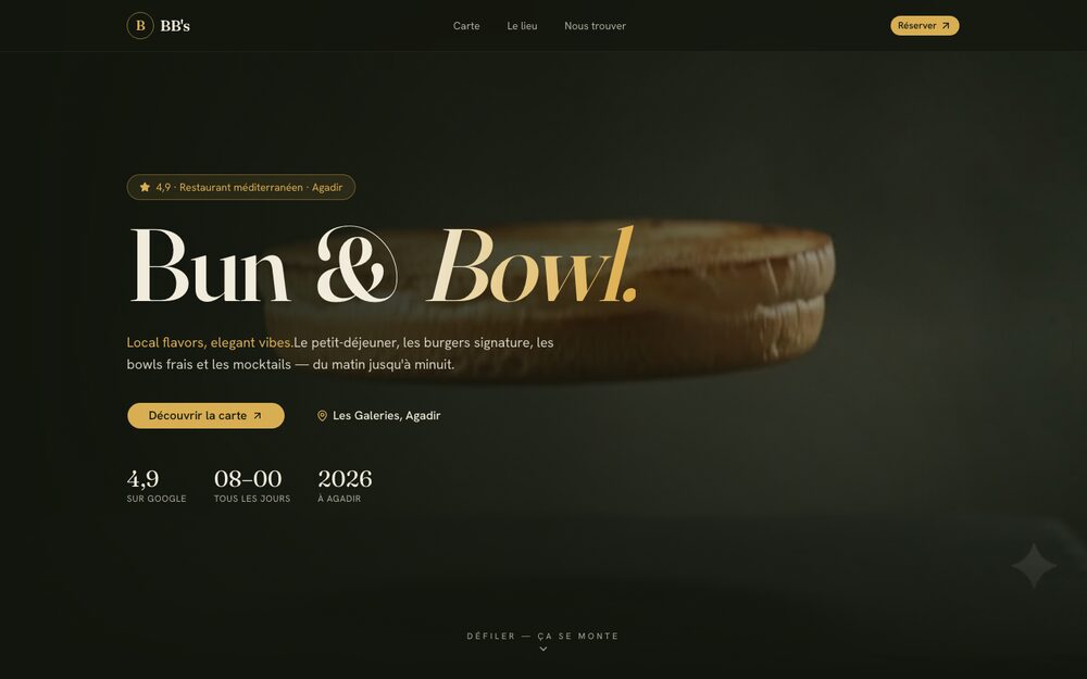 BB's — Bun & Bowl — website homepage