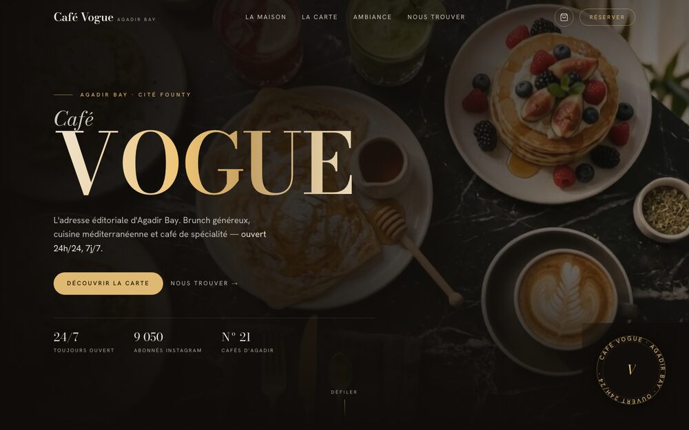 Café Vogue — website homepage