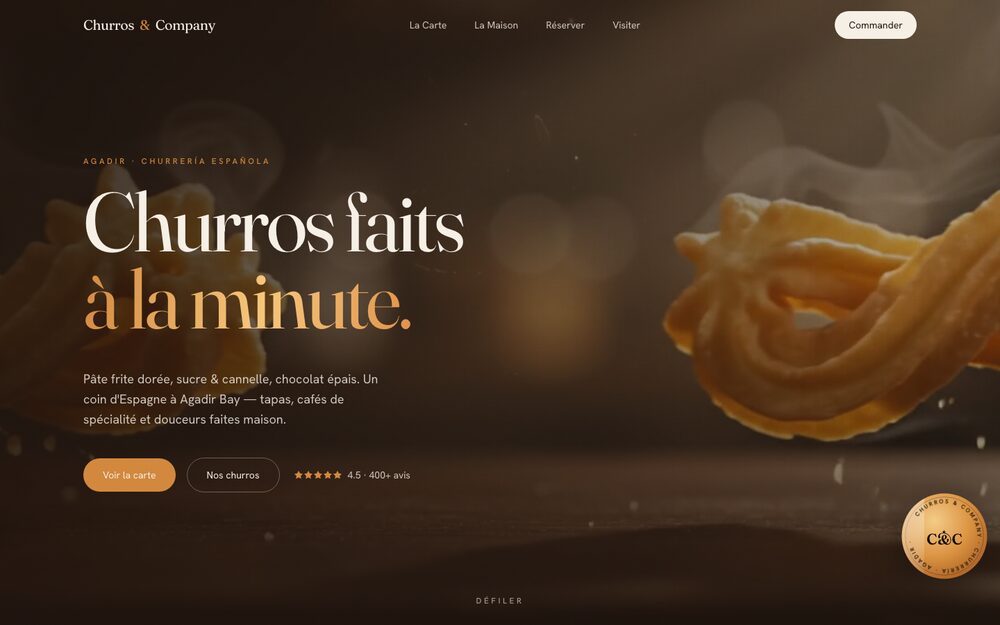 Churros & Company — website homepage