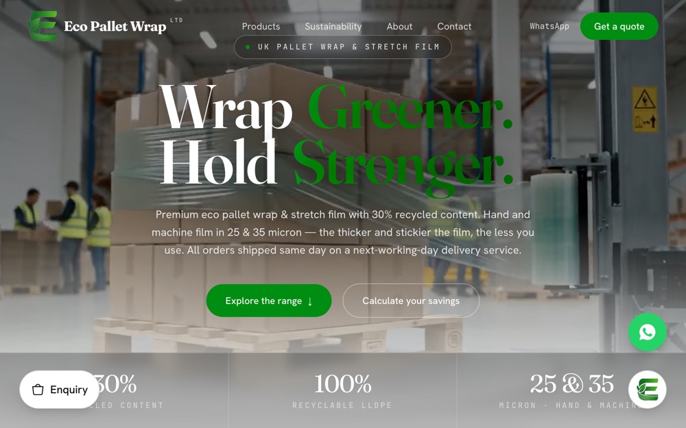 Eco Pallet Wrap — website homepage