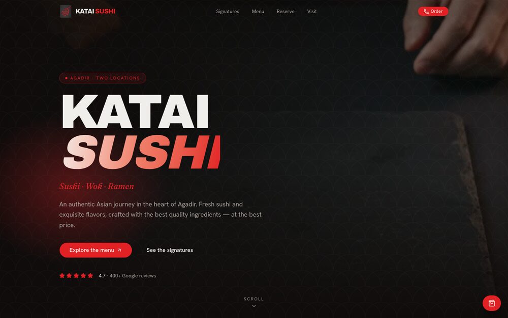 Katai Sushi — website homepage